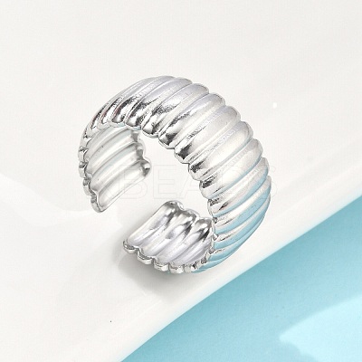 304 Stainless Steel Open Cuff Ring for Women RJEW-U014-05P-1