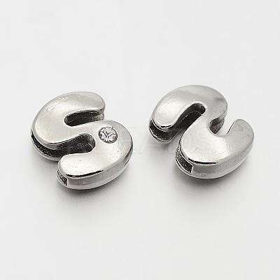 Letter Slider Beads for Watch Band Bracelet Making X-ALRI-O012-S-NR-1