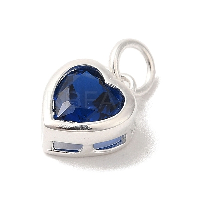 925 Sterling Silver Cubic Zirconia Heart Charms with Jump Rings FIND-U013-10S-07-1