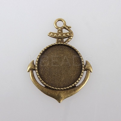 Vintage Tibetan Style Alloy Large Anchor Pendant Cabochon Bezel Settings TIBEP-M018-108AB-NF-1