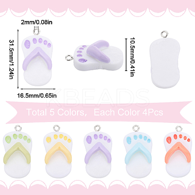 20Pcs 5 Colors Opaque Resin Pendants RESI-SC0002-67-1