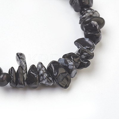 Natural Snowflake Obsidian Chip Beads Anklets AJEW-AN00229-04-1