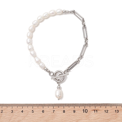 Natural Cultured Freshwater Pearl Beads Link Bracelets BJEW-JB13511-02-1