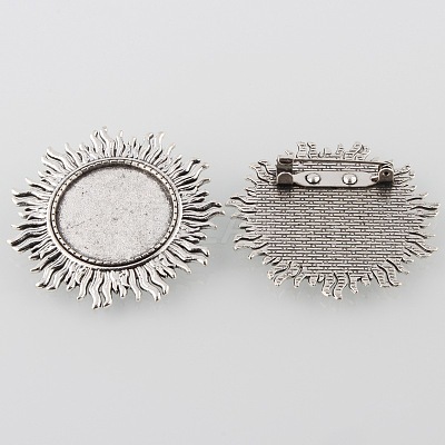Vintage Alloy Sun Brooch Cabochon Bezel Settings X-PALLOY-O038-43AS-1
