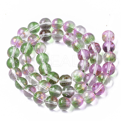 Transparent Spray Painted Glass Bead Strands GLAA-N035-03C-B01-1