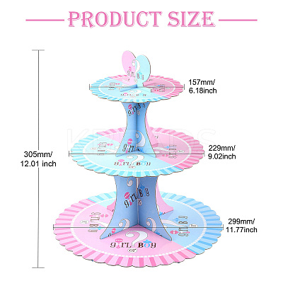 3-Tier Paper Cake Display Stand AJEW-CJ0001-52-1