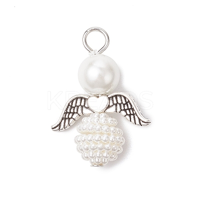 50Pcs Acrylic Imitation Pearl & Glass Pearl Pendants PALLOY-JF04038-02-1