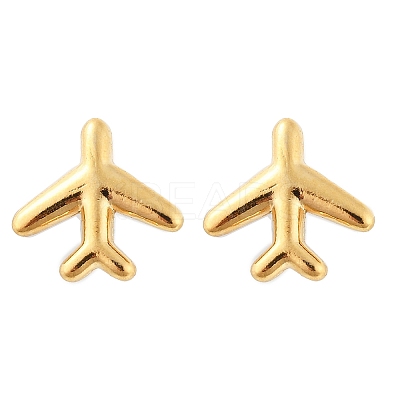 304 Stainless Steel Tiny Airplane Stud Earrings with 316 Stainless Steel Pins for Women LS-EJEW-J043-01G-1