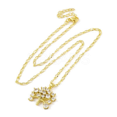 Brass Pave Clear Cubic Zirconia Pendant Necklaces for Women NJEW-S430-03G-02-1