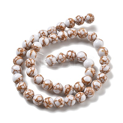 Synthetic Gold Line Turquoise Beads Strands G-A255-A03-01C-1