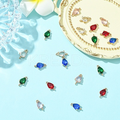 10Pcs 5 Colors Transparent Glass Links/Connectors GLAA-YW0004-42-1