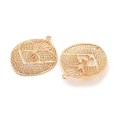 Rack Plating Brass Hollow Pendants KK-P244-11KCG-1