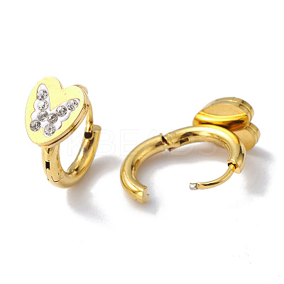 Crystal Rhinestone Heart with Butterfly Hoop Earrings EJEW-A094-08G-1