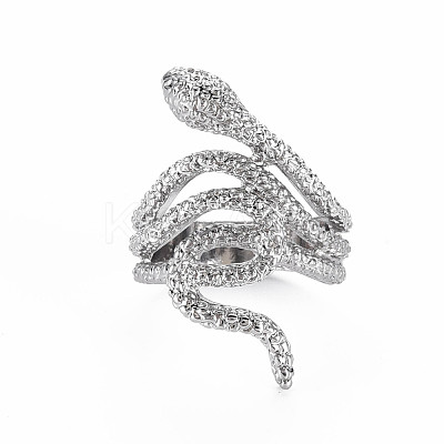Snake Shape Rack Plating Alloy Wide Band Rings RJEW-Q163-019B-RS-1