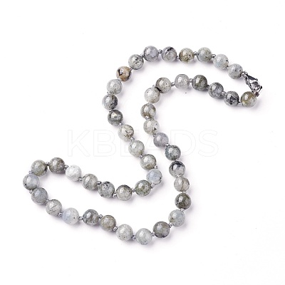 Natural Labradorite Beaded Necklace NJEW-I107-03-1