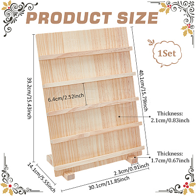 5-Tier Rectangle Wooden Earring Display Card Stands EDIS-WH0032-19-1