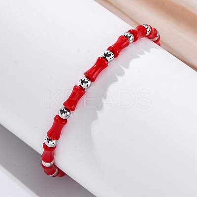 304 Stainless Steel Beaded Bracelets for Women BJEW-M056-04P-1