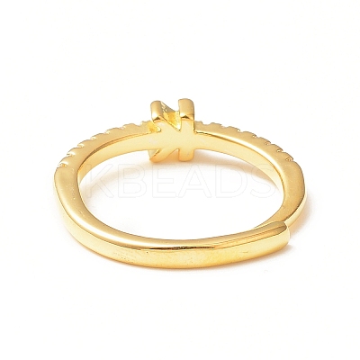 Clear Cubic Zirconia Initial Letter Adjustable Ring RJEW-C052-01G-K-1