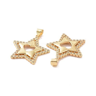 Brass Micro Pave Cubic Zirconia Pendants ZIRC-P106-39G-1