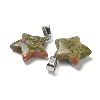 Natural Unakite Pendants G-B127-12P-12-1