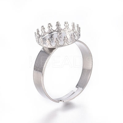 Non-Tarnish Adjustable 304 Stainless Steel Finger Rings Components LS-STAS-E474-50-1