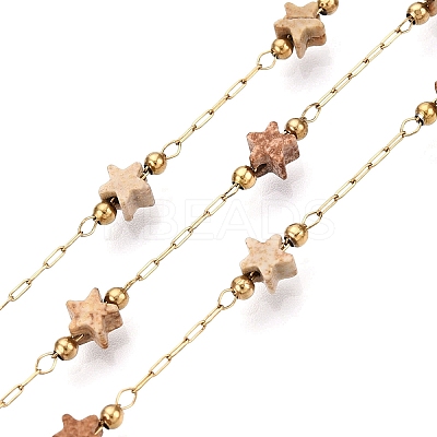 Natural Gemstone Star Beaded Chains CHS-T006-28G-1