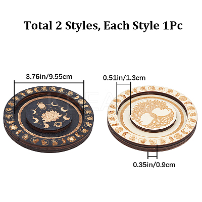 2Pcs 2 Colors Round Wood Bracelet Display Trays AJEW-CN0001-72-1