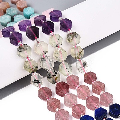 Natural Lapis Lazuli & Amethyst & Rose Quartz & Amazonite & Prehnite & Strawberry Quartz & Sunstone 7 Chakra Beads Strands G-P534-A27-02-1