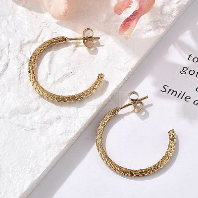 304 Stainless Steel Twist C-Shaped Stud Earrings EJEW-R017-03G-02-1