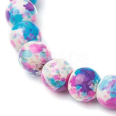 Synthetic Dyed Turquoise Beaded Stretch Bracelets for Women Men BJEW-JB11549-02-1