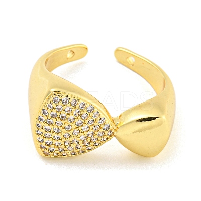 Bowknot Clear Cubic Zirconia Open Cuff Ring RJEW-L121-035G-1