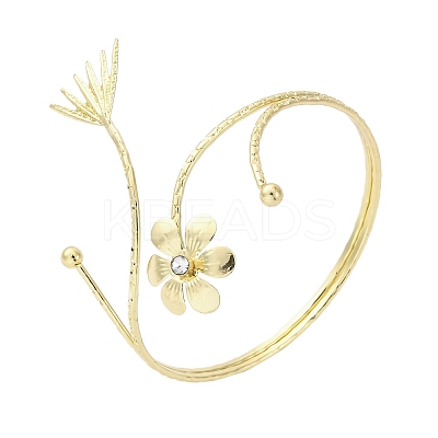 Flower Alloy Arm Cuff Bangles for Girl Women AJEW-A063-01G-G-1