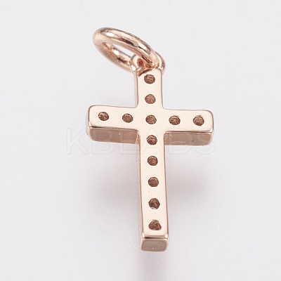 Brass Micro Pave Cubic Zirconia Pendants ZIRC-F083-008RG-RS-1