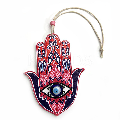 Wood Hamsa Hand/Hand of Miriam with Evil Eye Hanging Ornament WG46204-01-1