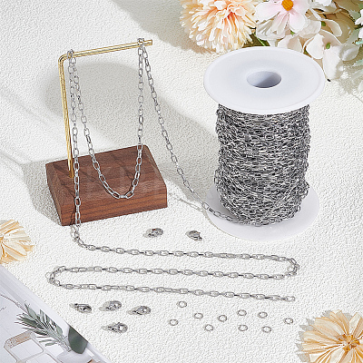 DIY 304 Stainless Steel Paperclip Chains Necklace/Bracelets Making Kits DIY-BBC0002-52-1