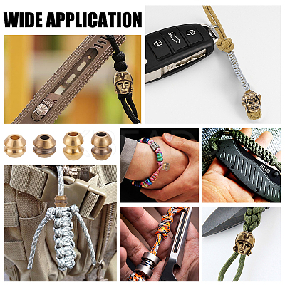 8Pcs 4 Styles Outdoor EDC Tool Brass Parachute Rope European Beads KK-NB0003-64-1