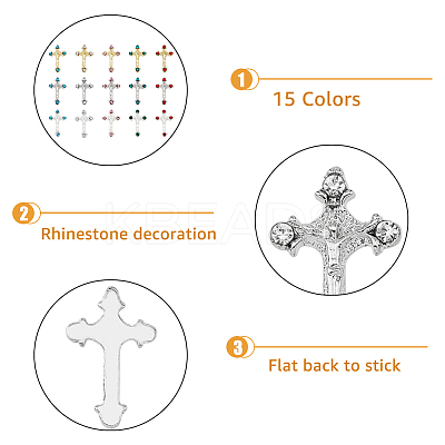 45Pcs 15 Styles Alloy Rhinestone Cabochons MRMJ-HY0001-23-1
