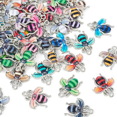 60Pcs 12 Colors Alloy Enamel Pendants ENAM-TA0001-61-1