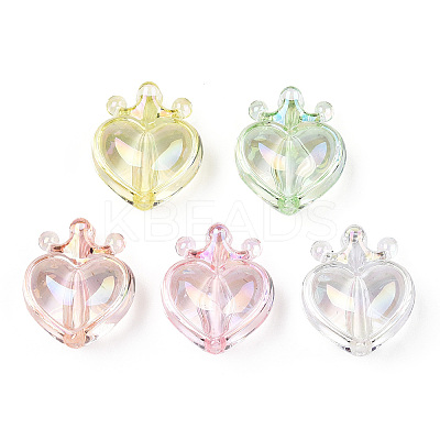 UV Plating Transparent Rainbow Iridescent Acrylic Beads OACR-T027-01-C-1