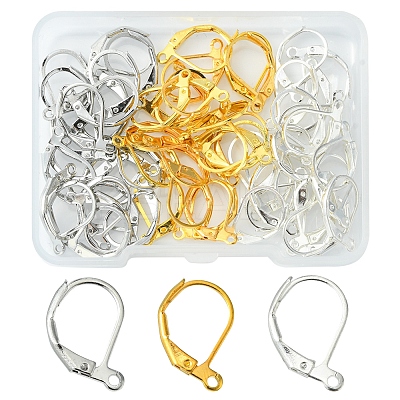 60Pcs 3 Colors Brass Leverback Earring Findings KK-FS0001-16-1