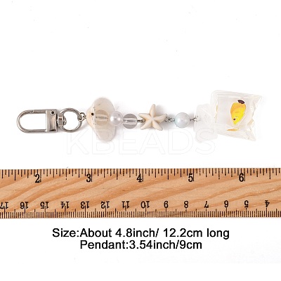 ABS Plastic Imitation Pearl & Acrylic & Synthetic Turquoise & Shell Pendant Decorations KEYC-FS00038-04-1