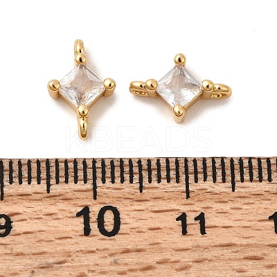 Brass Pave Clear Cubic Zirconia Connector Charms LS-KK-P340-07A-G-1