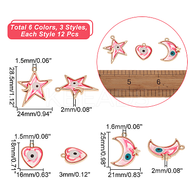 36Pcs 18 Style Alloy Enamel Pendants ENAM-CA0001-37-1