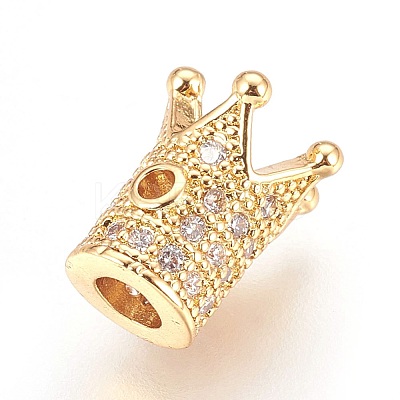 Brass Micro Pave Cubic Zirconia Beads X-ZIRC-F088-029G-1