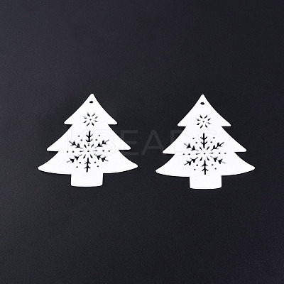 Christmas Theme Spray Painted Wood Big Pendants WOOD-N005-85A-1