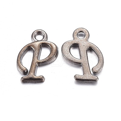 Gunmetal Plated Alloy Letter Pendants PALLOY-P097-03-P-1