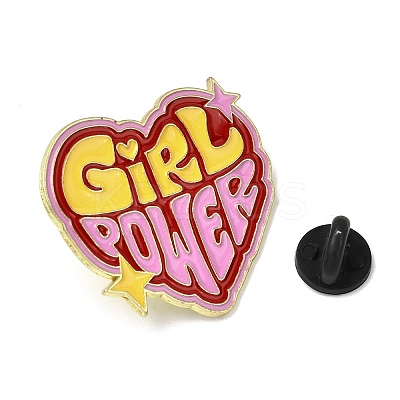Word Girl Power Alloy Enamel Pins for Clothes for Women LS-JEWB-F043-01C-1