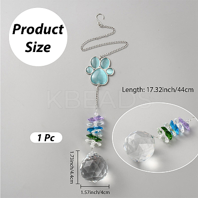 Glass Round Hanging Suncatcher AJEW-WH20130-15-1