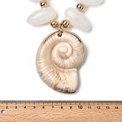 Summer Beach Resin Conch Shaped Pendant CCB Plastic Beaded Necklaces with Alloy End Chains NJEW-D336-03B-G-1