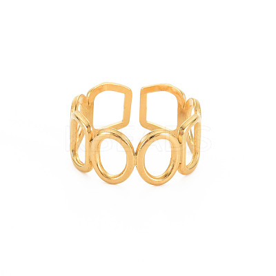 Ion Plating(IP) 304 Stainless Steel Open Geometry Wrap Cuff Ring for Women RJEW-S405-166G-1